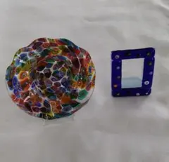 ベネチアングラスミルフィオリの 小物入れとフォトフレーム