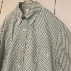 希少　カールヘルム　メンズ　チェック柄　長袖シャツ　グリーン系　Lサイズ