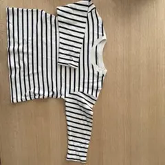 UNIQLO長袖カットソー 白とネイビー ストライプ 120cm