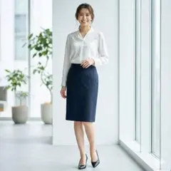 【美品】バーバリーロンドン ネイビーストライプ タイトスカート 40 ウールのサムネイル