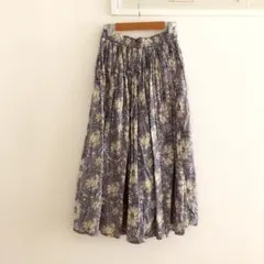インド綿 ロングスカート 花柄 ブロックプリント