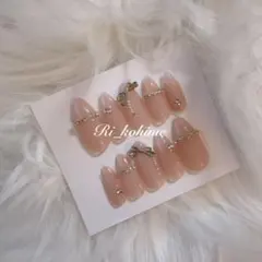 ワンホン　ちゅるん　ピンクベージュ　フレンチガーリー　韓国　ネイルチップ　現品