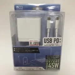 USB PD対応　コンパクトUSB-ACアダプタ 充電ケーブルセット