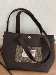 【Harris Tweed】BEAMS2Wayトートバッグ ダークブラウン
