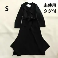 미사용 タグ付 プラステ ウールブレンドリバーコート ベルテッド 黒