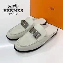 HERMES ミュール サンダル オズ ホワイト ケリー金具 36 1/2 - メルカリ
