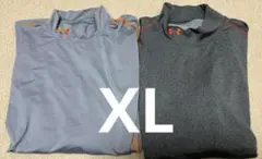 アンダーアーマー モックネック 長袖シャツ XL 2枚 グレー オレンジ