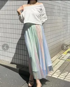 MERCURYDUO 裏毛オフショルクロップドカットソー　ホワイト(Ｆ)