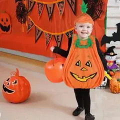 ハロウィン かぼちゃ衣装 帽子セット 子供 L 120-130cm コスプレ仮装