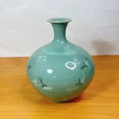 茶道具 花入 楽 青磁写 龍耳 干支 龍 辰 京焼 吉村楽入 新品未使用 茶道具 花入 楽 青磁写 龍耳 干支 龍 辰 京焼 吉村楽入