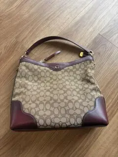 Coach ショルダーバッグ ベージュ/ダークブラウン バーガンディ