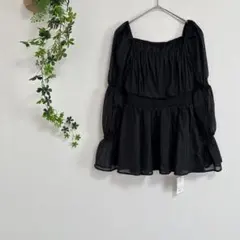 ［GRL］新品✨袖2Wayシアーシャーリングペプラムブラウス（F）オフショル