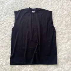 ノースリーブ Tシャツ 大きめ XL シンプル ブラック