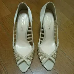 新品☆ベージュメッシュピンヒール パンプス サンダル