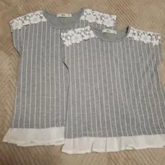 MPS グレー ストライプ Tシャツ 120㎝　110㎝　お揃いコーデ　姉妹