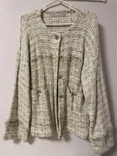 ココディール　ロングツイードニットジャケット