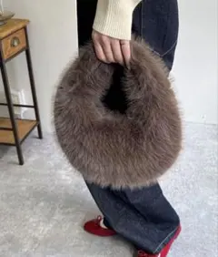 fredy emue オーバルファーバッグ ブラウン美品