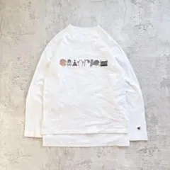 CHAMPION 長袖Tシャツ ロンT M 長袖カットソー ホワイト ロゴ刺繍