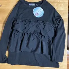 Hina Style フリル付き長袖トップス ブラック