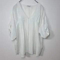 【earth アース】トップス　半袖　レディース　ブラウス　夏服　春服　白