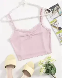 ピンク レース フリル キャミソール