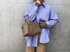 GU ストライプオーバーサイズシャツ