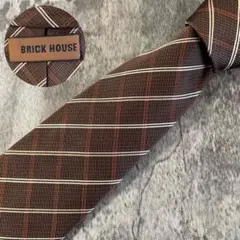 AN783 BRICK HOUSE ブラウン ストライプ シルク ネクタイ