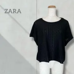 【ZARA】半袖 黒 トップス レディース パンチング ボックス丈のサムネイル