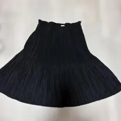 ブラック プリーツスカート ひざ丈