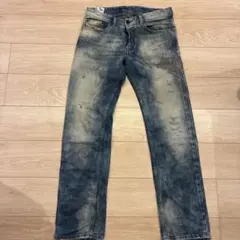 最新作パッチワーク‼️黒革デカパッチ❕DIESEL ブラックスキニー 
