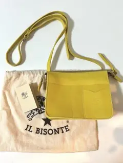 IL BISONTE 本革 レザー ミニショルダーバッグ/ポシェット/イエロー