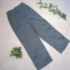 【UNIQLO】ユニクロ　レディース　サテンリラックスストレートパンツ　M　緑
