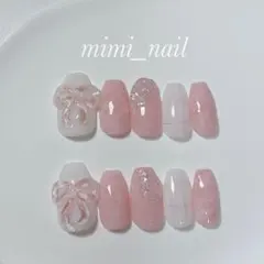ぷっくりリボンネイルチップ