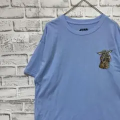 90sヴィンテージTシャツ！スターウォーズ　ヨーダ　ブルー半袖古着　M13