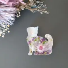 レジン ヘアゴム 春 チャーム 髪飾り 猫 ヘアアクセサリー キーホルダー
