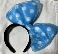 ディズニー カチューシャ デカリボン 水色 ミニー