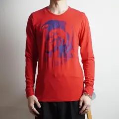 DIESEL ブレイブマンプリントロングTシャツ レッド/CZ90