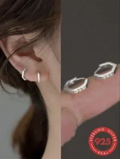 BALMORA ⭐︎ S925 ヘキサゴン フープピアス シルバー 両耳　六角形