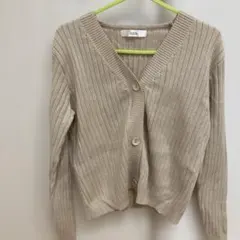fifth ベージュ リブ編み 長袖カーディガン