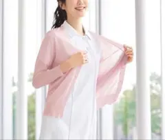 新品 ＵＶ 抗ピル 冷感素材 ８分袖 カーディガン ピンク ナース服 M 洗濯のサムネイル