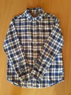 ユニクロ　フランネル　シャツ　青チェック　150