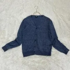 美品✨ ユニクロ カーディガン 長袖 ブルー Vネック リネン混 大きめ 春 夏