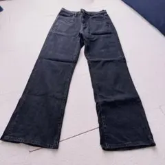 UNIQLO ブラック ワイドレッグ デニムパンツ　26インチ