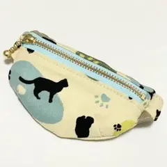 猫　肉球柄　ミニミニポーチ　バッグポーチ　グリーン　ハンドメイド