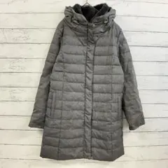 グレー ダウンコート M フードファー 冬 レディース ロング フェザー