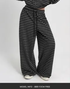 BLACKUP ストライプバンディングパンツ