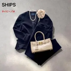Ｍ【SHIPS】ネイビー 2WAY襟付 入学式 卒業式 ウエストゴム 未使用級
