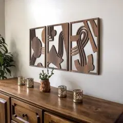 ウォールアート　木製　抽象形状　ミディアム　モダン　インテリア　飾り