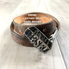 【DIESEL】 ディーゼル レザーベルト 牛革 ロック レディース ブラウン