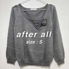 After All リボン付き長袖ニット グレー S ウール混 レディースのサムネイル